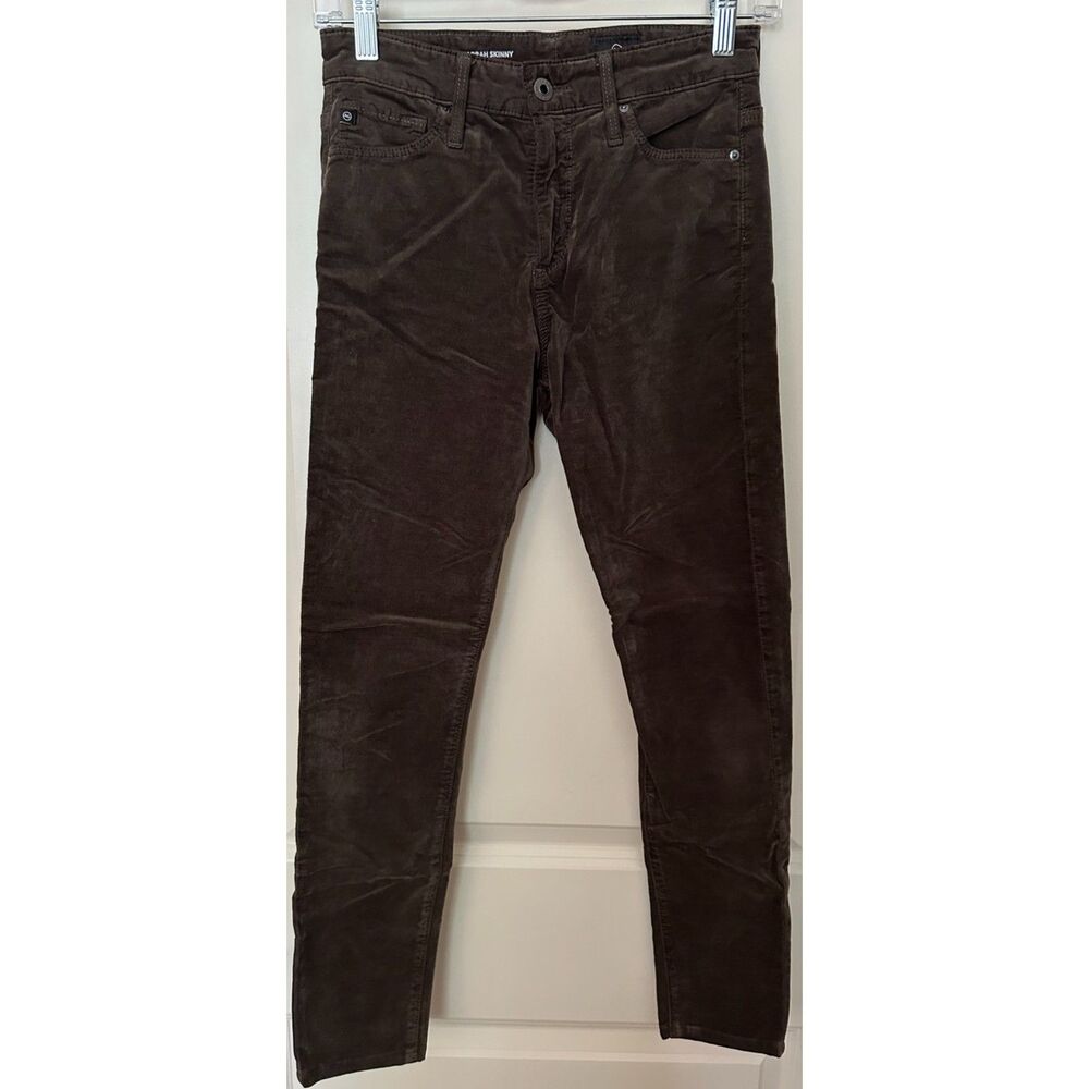 Adriano Goldschmied AG The Farrah High-Rise Skinny Velour Taupe Womens Sz 25R